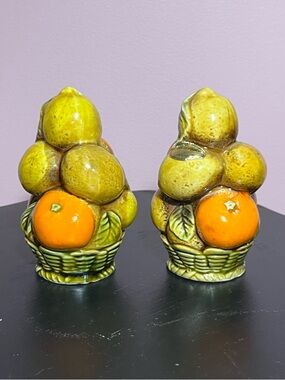 Ceramic Fruit Basket Salt and Pepper Shakers - Yellow and Orange